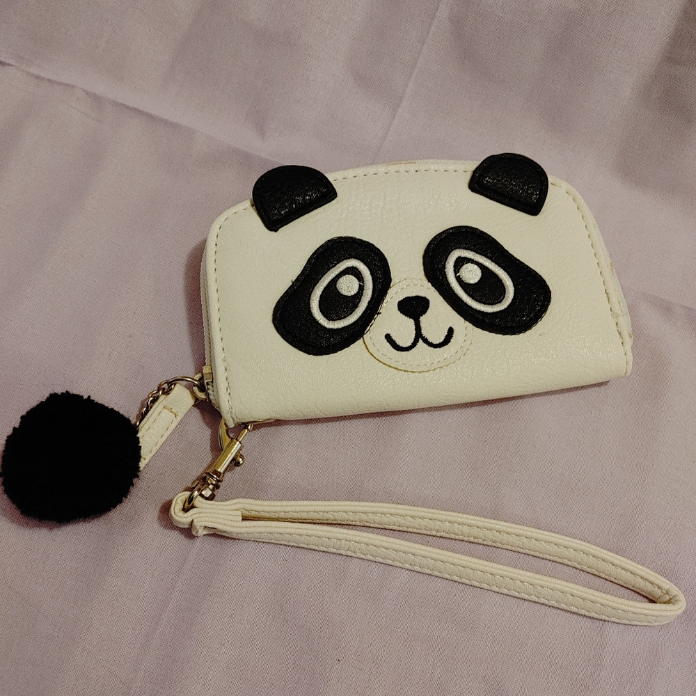 Panda Design Wallet with Wrist Strap - Black and White